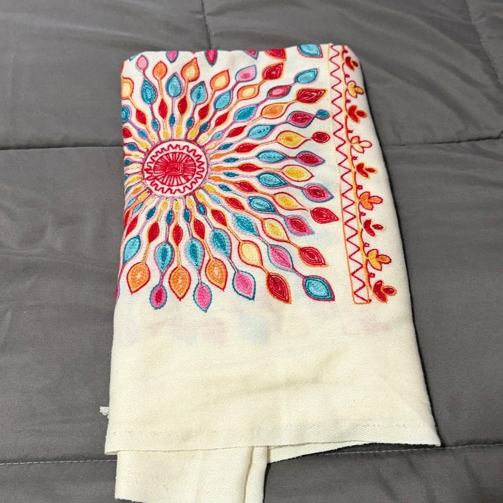 Urban CoCo Women’s Embroidered Shawl Scarf Wraps Colorful Detailed Ethnic Design